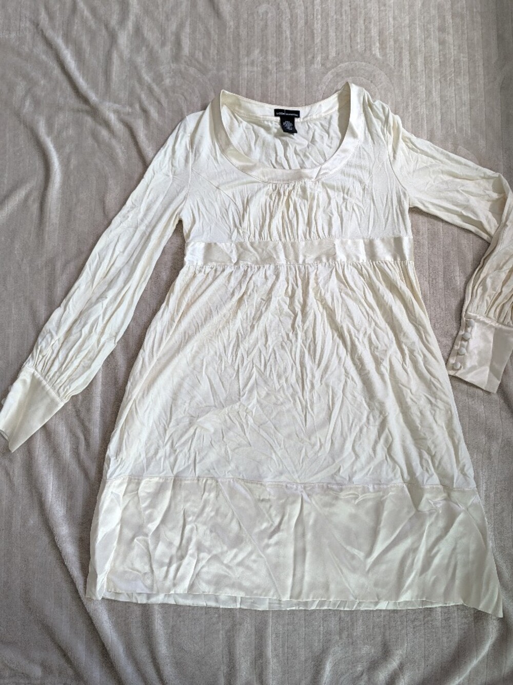 Moda International Cream Long-Sleeve Empire Chemise